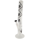 Glasbong Black Weed Leafes 42cm 18.8 Schliff Sandgestrahlt Zylinder Bong 1